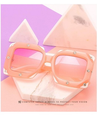 Oversize Square Sunglasses Women Rhinestone Luxury Brand Designer Sun Glasses Mirror Coating Women Shades - CP18REN5L06 $30.9...