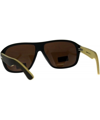 Real Bamboo Wood Temple Sunglasses Mens Racer Square Aviator UV 400 - Matte Black (Brown) - CD18G3NXE4W $11.55 Square