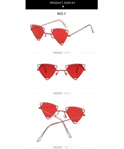 Triangle Women Sunglasses Vintage Design Luxury Cat Brand Red Lens Black Grey - Red Red - CU18XAKKHT8 $5.81 Aviator