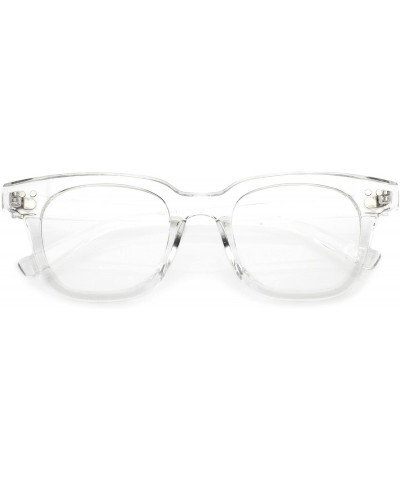 Modern Metal Rivets Square Clear Flat Lens Horn Rimmed Eyeglasses 46mm - Clear / Clear - CA17YUYOCYS $5.60 Wayfarer