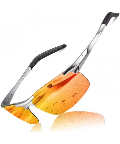Polarized Sunglasses for Men Sports Sun Glasses Driving Cycling Fishing Shades - 1 Silver Frame/Red Lens - CL18T2SLKKK $18.66...