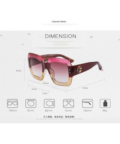 Sunglasses Women Men Rivet Nail Oversized Square Glasses Gradient Eyeglasses - Pink - CT1883RA7TC $8.44 Square
