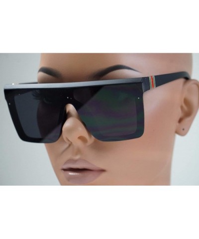Fashion Oversize Siamese Lens Sunglasses Women Men Succinct Style UV400 - Black/Smoke - CH196MSESXC $8.21 Square