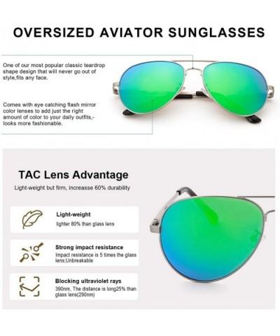 Aviator Sunglasses for Women Polarized Mirrored - Large Metal Frame - UV 400 Protection - C718UWXEXWK $14.33 Aviator