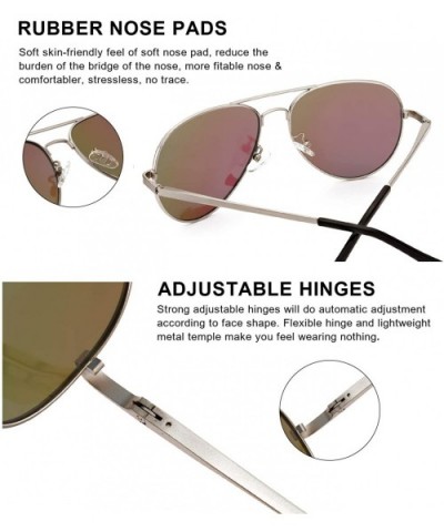 Aviator Sunglasses for Women Polarized Mirrored - Large Metal Frame - UV 400 Protection - C718UWXEXWK $14.33 Aviator