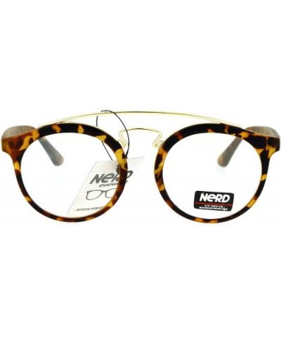 Womens Clear Lens Glasses Round Metal Top Bridge Retro Fashion Eyeglasses - Tortoise Gold - C7186KRKIK7 $5.88 Round