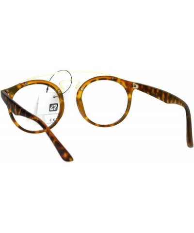 Womens Clear Lens Glasses Round Metal Top Bridge Retro Fashion Eyeglasses - Tortoise Gold - C7186KRKIK7 $5.88 Round