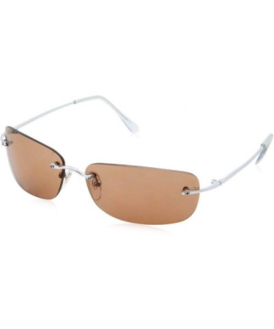 Classic Rectangular Lightweight Metal Frame Sport Sunglasses for Men Women - Silver Brown - CM18OM0DHXM $7.20 Sport