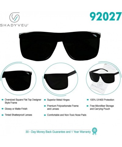 ShadyVEU Classic Oversized Square Sunglasses Flat Top Minimalist Lightweight UV400 Large Shades - Glossy Black - CW12EGAPQZ9 ...