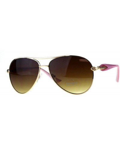 Womens Aviator Sunglasses Snake Temple Designer Fashion UV 400 - Gold Pink - CQ18KAG2NQU $7.42 Aviator