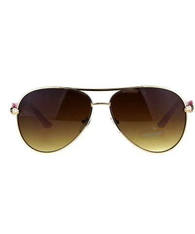 Womens Aviator Sunglasses Snake Temple Designer Fashion UV 400 - Gold Pink - CQ18KAG2NQU $7.42 Aviator