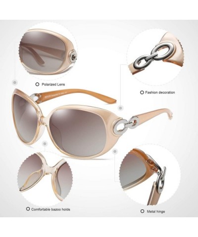 Classic Polarized Oversized Designer Sunglasses for Women 100% UV Protection Shade Sun glasses DC1220 - Champagne - CQ193NCHN...