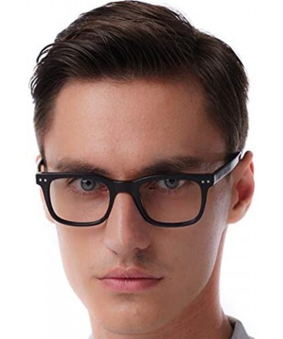 Retro style square lens non-prescription acetate eyewear for men & women & teenager - Black - C212NDSDXKP $14.48 Aviator