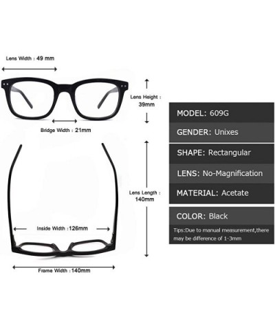 Retro style square lens non-prescription acetate eyewear for men & women & teenager - Black - C212NDSDXKP $14.48 Aviator