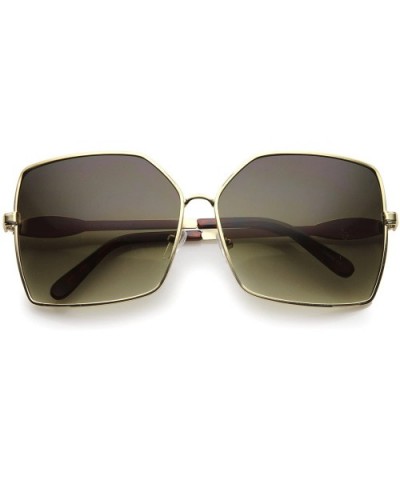 Womens Oversize Metal Frame Gradient Lens Square Sunglasses 65mm - Gold / Green Gradient - C012H0L9KW7 $10.91 Oversized