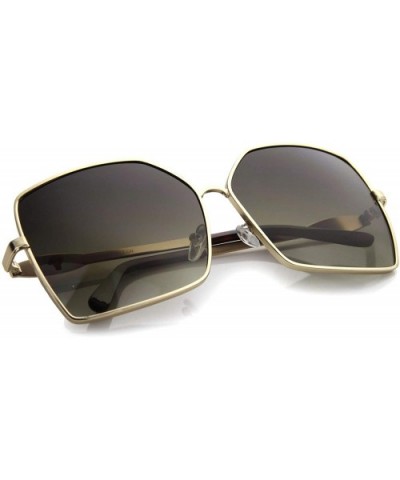 Womens Oversize Metal Frame Gradient Lens Square Sunglasses 65mm - Gold / Green Gradient - C012H0L9KW7 $10.91 Oversized