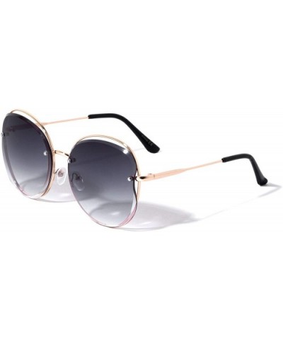 Round Wireframe Diamond Edge Cut Lens Fashion Sunglasses - Smoke - CN1960R645A $13.85 Round
