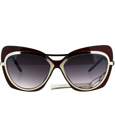 Womens Retro Unique Bat Shape Double Rim Cat Eye Sunglasses - Brown Smoke - CJ17YYUEQOQ $7.88 Cat Eye
