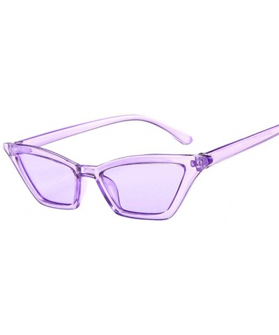 Women Polarized Sunglasses Mirrored Lens Fashion Cat Eye Goggle Eyewear Sunglasses - Purple - CG18TQY7NCQ $5.00 Cat Eye