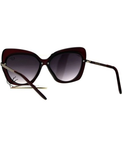 Womens Retro Unique Bat Shape Double Rim Cat Eye Sunglasses - Brown Smoke - CJ17YYUEQOQ $7.88 Cat Eye