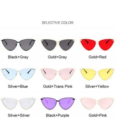 Cat Eye Sunglasses Women Vintage Retro Ladies Brand Designer Sun GoldTransPink - Silversilver - CO18Y6SWDGL $5.69 Cat Eye