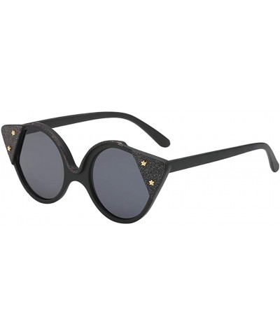 Oversized Cat Eyes Shape Sunglasses Glasses Vintage Retro Style Unisex Adults - Black - C0196UMXOU2 $6.09 Rectangular