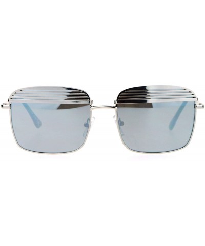 Shutter Half Eye Lid Flat Len Rectangular Mirrored Mirror Sunglasses - Silver Mirror - CG12FV98CAZ $10.85 Rectangular