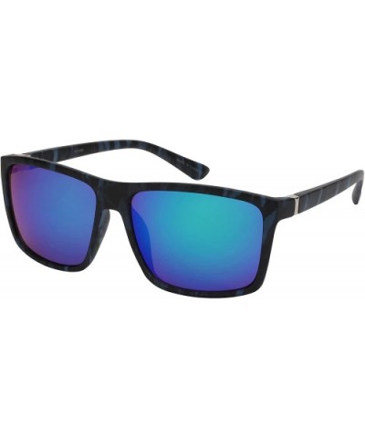 Modern Square Frame Sunglasses with Color Mirrored Lens 541009TT-REV - Blue-grey Camo - CS12DG7HU4T $5.50 Square