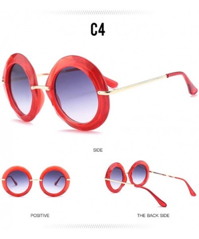 Large Circular Round frame Sunglasses trend Sun glasses for Stylish Women UV400 5710 - Red - CG18AGGTKHQ $8.19 Round