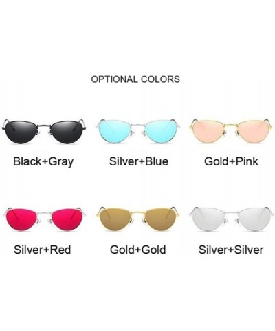 Women Round Sunglasses Retro Sun Glasses For Girls Female Oval Sunglass Mirror - Silver Blue - CO19992QG87 $6.12 Round