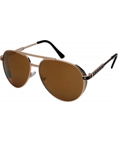 Aviator Sunglasses Side Shield Frame Double Brow Bar 5140-KGM - Gold Frame/Gold Mirrored Lens - C718H0RGX9R $6.74 Aviator
