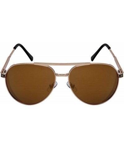 Aviator Sunglasses Side Shield Frame Double Brow Bar 5140-KGM - Gold Frame/Gold Mirrored Lens - C718H0RGX9R $6.74 Aviator