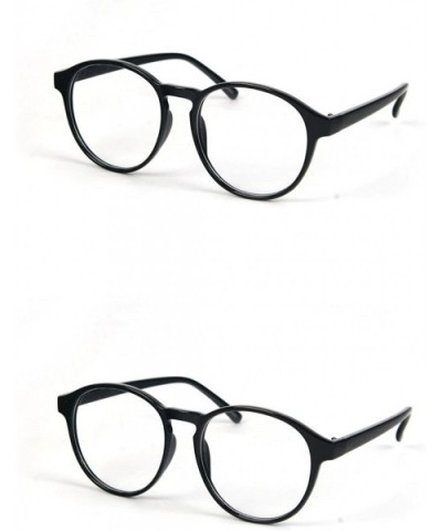 Clear Lens Round Wayfarer Eyeglasses P3045CL - 2 Pcs Black & Black - CT11VOOTYAT $12.50 Wayfarer