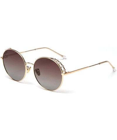 Retro Pearl Polarized Sunglasses Women Metal Round Frame party sunglasses Female Sunshade glasses UV - CT18Z42WEH0 $10.77 Round