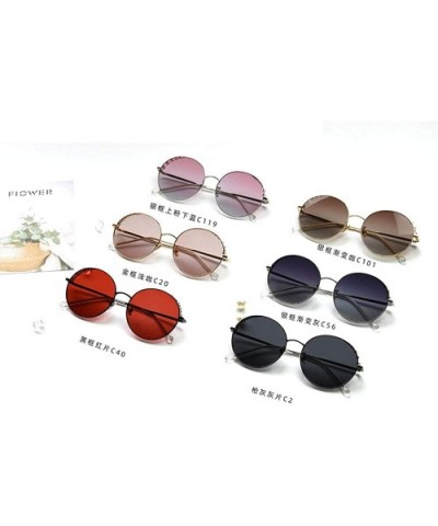 Retro Pearl Polarized Sunglasses Women Metal Round Frame party sunglasses Female Sunshade glasses UV - CT18Z42WEH0 $10.77 Round