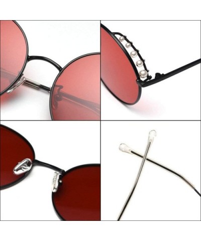 Retro Pearl Polarized Sunglasses Women Metal Round Frame party sunglasses Female Sunshade glasses UV - CT18Z42WEH0 $10.77 Round