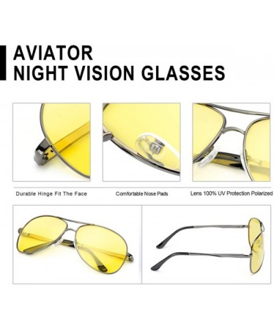 Pilot Night-Vision Glasses - Classic Metal Frame HD Polarized Lens Glasses for Men Women Night-Driving - CE18NTHI9QQ $15.41 A...