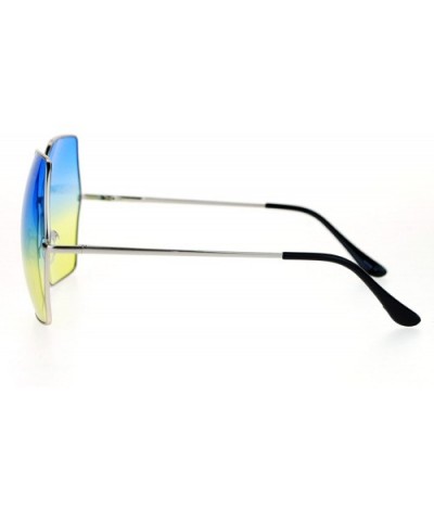 Gradient Color Lens Oversized Octagon Retro Hippie Groove Sunglasses - Blue Yellow - C712D63NHD1 $7.74 Oversized