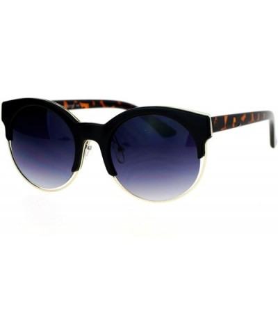 Womens Half Rim Retro Hipster Sunglasses - Black Smoke - C412LCJNPXX $8.22 Wayfarer