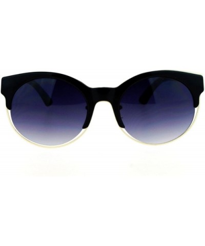 Womens Half Rim Retro Hipster Sunglasses - Black Smoke - C412LCJNPXX $8.22 Wayfarer