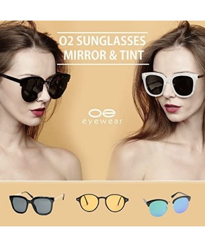 97800-1 Premium Soft Horned Rim Matte Finish Mirror Retro Sunglasses - Black/ Blue - CR18OENER3M $13.99 Oversized