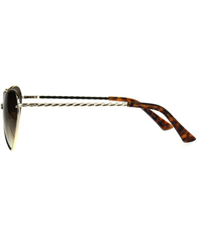Womens Heart Shape Chain Arm Metal Rim 70s Sunglasses - Gold Brown - CU180CDIYKU $11.04 Rectangular