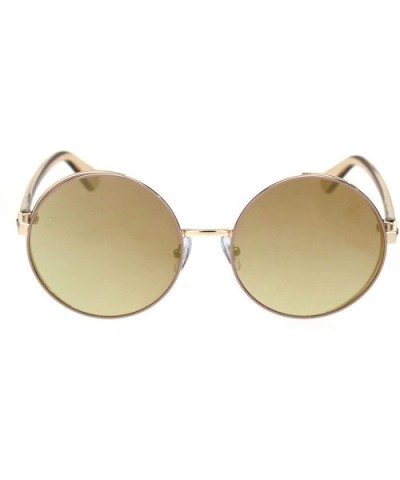 Super Ditsy Small Round Circle Lens Runway Hippie Sunglasses - Gold Pink Gold Mirror - C018ORAWU8E $8.77 Round