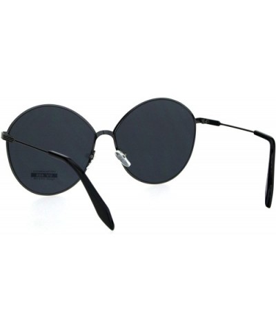 Womens Designer Fashion Metal Rim Large Round Diva Sunglasses - Gunmetal Black - C918HM8D3OA $7.34 Butterfly