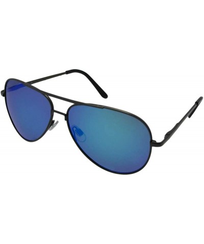 Polarized Aviator Sunglasses With Color Mirror Lens PSR30 - Pewter Frame Blue Mirror Lenses - C418L5Z86Q5 $9.00 Aviator