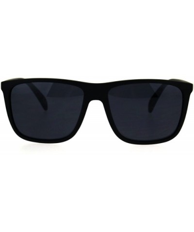 Mens Matte Rubberized Rectangular Thin Plastic Sport Sunglasses - All Black - C6186457UL3 $6.78 Rectangular