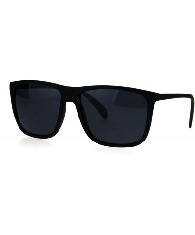 Mens Matte Rubberized Rectangular Thin Plastic Sport Sunglasses - All Black - C6186457UL3 $6.78 Rectangular