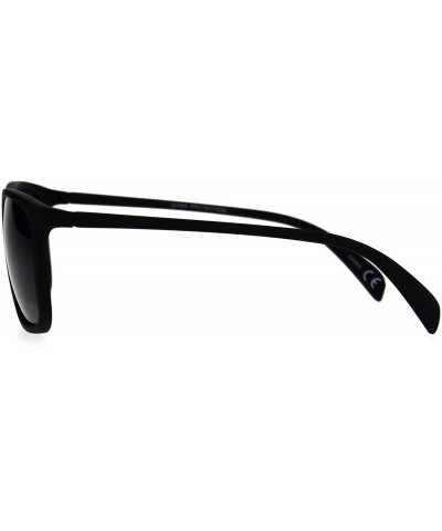 Mens Matte Rubberized Rectangular Thin Plastic Sport Sunglasses - All Black - C6186457UL3 $6.78 Rectangular