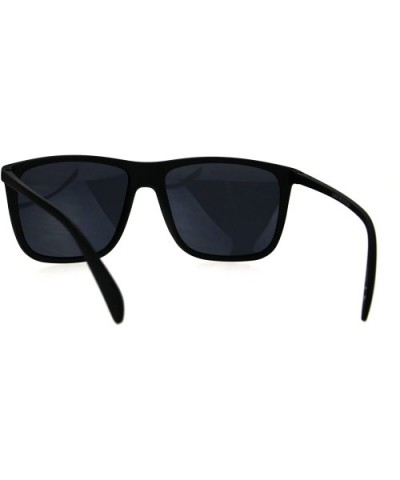 Mens Matte Rubberized Rectangular Thin Plastic Sport Sunglasses - All Black - C6186457UL3 $6.78 Rectangular