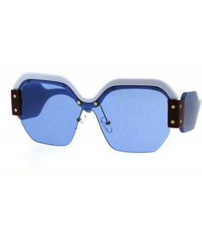Womens Robotic 80s Disco Funk Shield Trendy Sunglasses - White Blue - CK18EXKMI86 $8.48 Rectangular